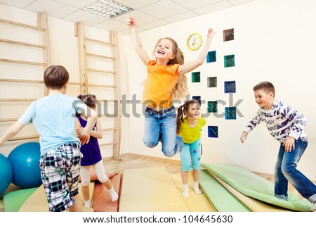 Group of children enjoying gym class