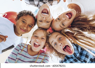 Group Of Children Friends Laughing And Having Fun