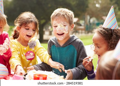 Group Of Children Having Outdoor Birthday Party