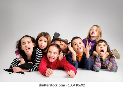 Group Of Children Making Faces