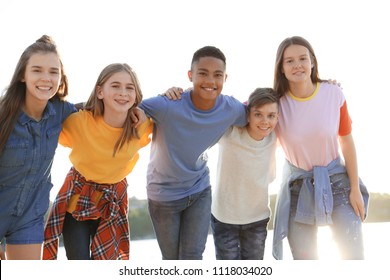 Group Of Children Outdoors On Sunny Day. Summer Camp