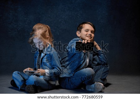 Similar – Image, Stock Photo Mother with her seven year old daughter laughing