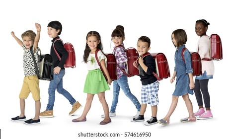 Group of Children Walking Concept
