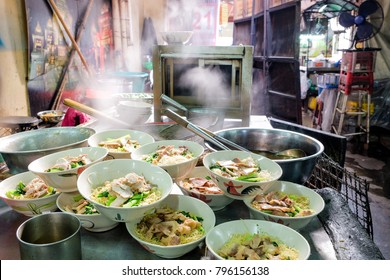 Group of Chubgung Noodles, one of street food is popular on Chinatown (Yaowarat) Bangkok, Thailand