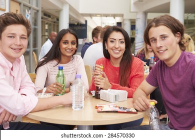 Group Of College Students Eating Lunch Together