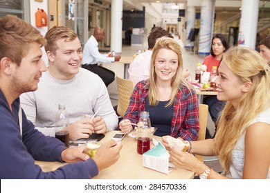 Group Of College Students Eating Lunch Together