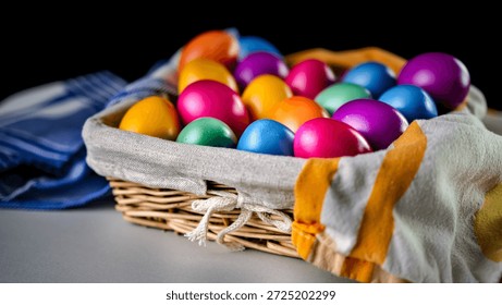 Group of colored eggs for Easter time
