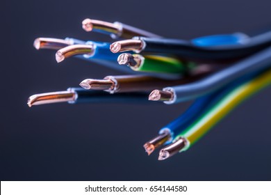 Group of colored electrical cables - studio shot.