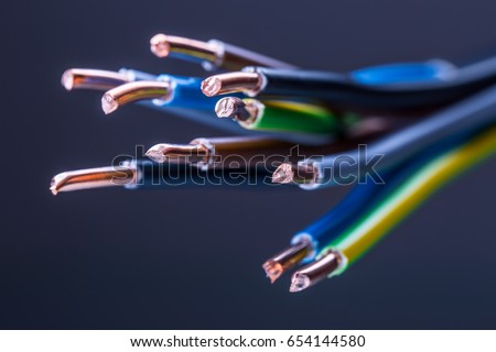 Group of colored electrical cables - studio shot.