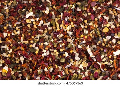 Group Of Colored Spice. Texture Or Background