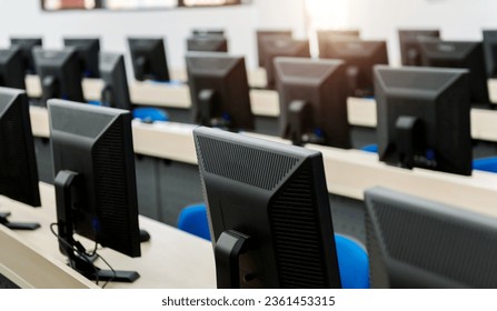 Group of computers in computer lab