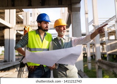 Group of construction engineer working in construction site