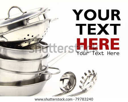 Group of cooking stainless steel kitchenware