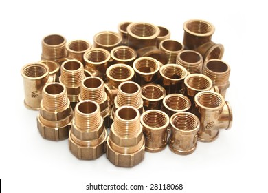 Group of copper brass Plumbing fittings
