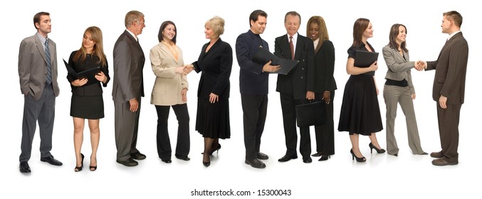 Group Of Corporate Business People Networking On A White Background