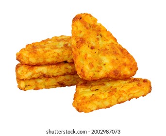 Group Of Crispy Potato Hash Browns Isolated On A White Background