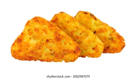 Group Of Crispy Potato Hash Browns Isolated On A White Background