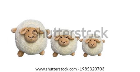 group of cute sheep toy on a white background,Easter sheep,