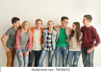 Group Of Cute Teenagers On White Background