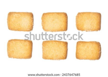 Group of danish butter cookies the finnish bread cookie top view isolated on white background clipping path