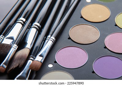 Group decorative cosmetics for makeup. Still life..
