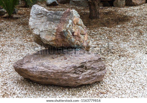 Group Decorative Stones On Pebbles Yard Stock Photo Edit Now