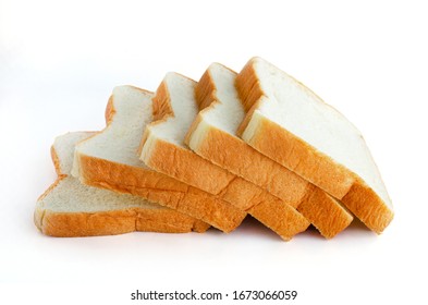 Group of delicious homemade sliced bread on white background