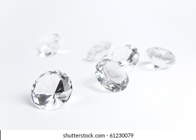 Group Of Diamonds On A White Background.