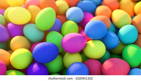 Group of different Colorful Easter eggs for background use