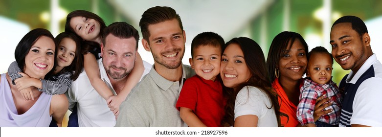 Group Of Different Families Together Of All Races