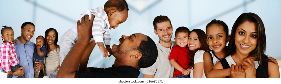 Group Of Different Families Together Of All Races