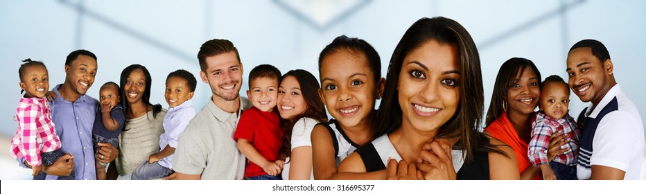 Group Of Different Families Together Of All Races