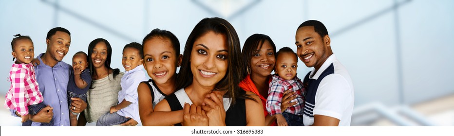 Group Of Different Families Together Of All Races