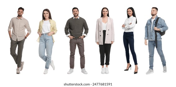 Group of different men and women on white background - Powered by Shutterstock