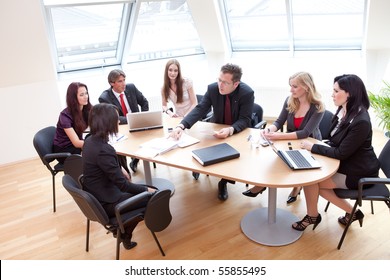 group discussion on a business meeting in a modern office