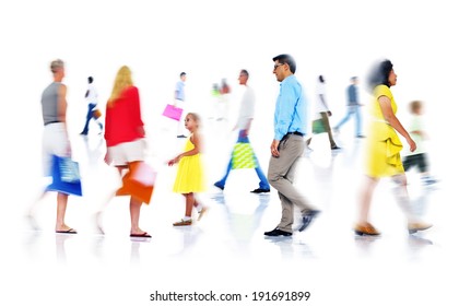 Group Of Diverse Busy People Shopping