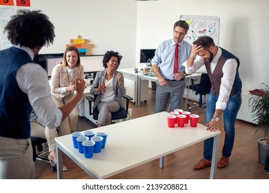 Group Of Diverse Casual Corporate Coworkers Having Fun In The Office; Casual Friday Concept