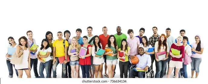 Group Of Diverse College Students Isolated On White