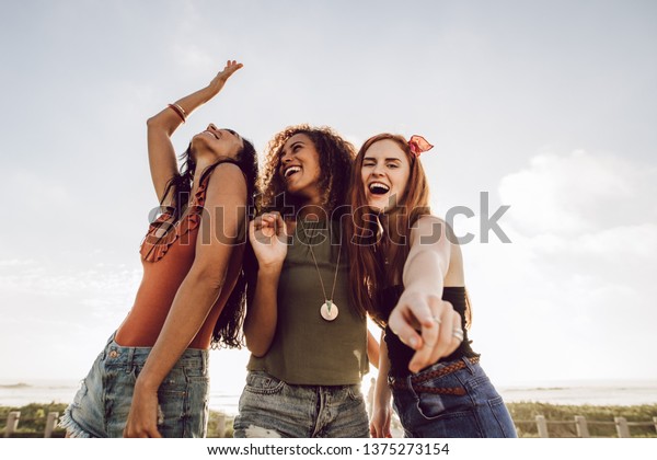 Group Diverse Female Friends Dancing Outdoors Stock Photo 1375273154 ...