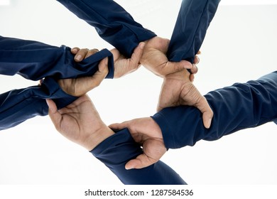 Group of Diverse Hands Together Joining Concept, isolated over white background
