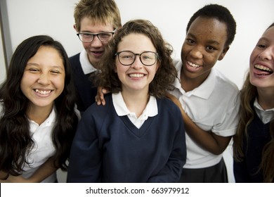 Group Of Diverse High School Students Standing Together