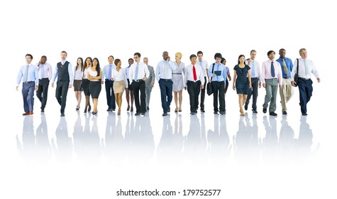 Group Of Diverse International Business People Walking