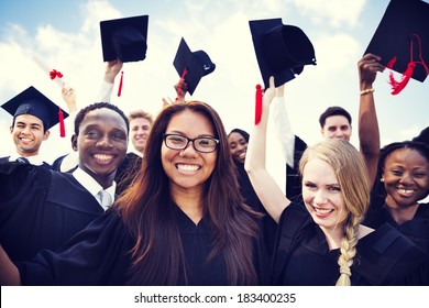 Group Of Diverse International Graduating Students Celebrating