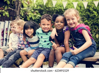 Group Of Diverse Kids Sitting Together