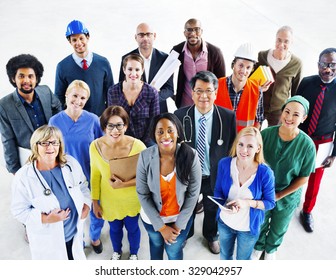 Group Of Diverse Multiethnic People Various Jobs Concept