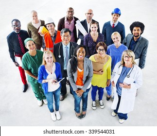 Group Of Diverse Multiethnic People Various Jobs Concept