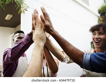 Group Of Diverse People Hands Out Together Teamwork