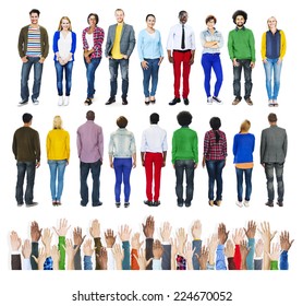 Group Of Diverse People Standing With Human Hands