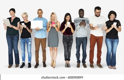 Group Of Diverse People Using Digital Devices