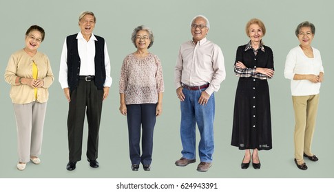 Group of Diverse Senior Adult People Set Studio Isolated - Shutterstock ID 624943391